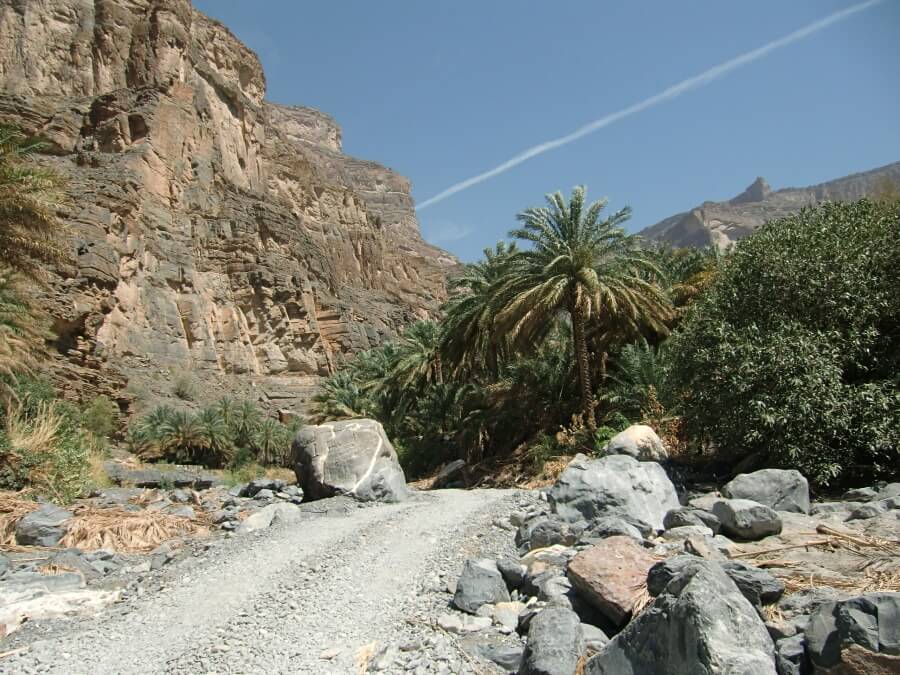 Fahrt durch das Wadi Nakhar zum Jebel Shams 