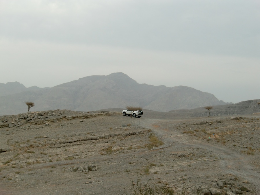 Unser Toyota Landcruiser in den Bergen Musandams