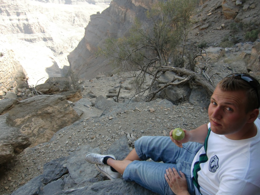 Picknick bei unserer Wanderung entlang des "Grand Canyon" auf dem Jebel Shams