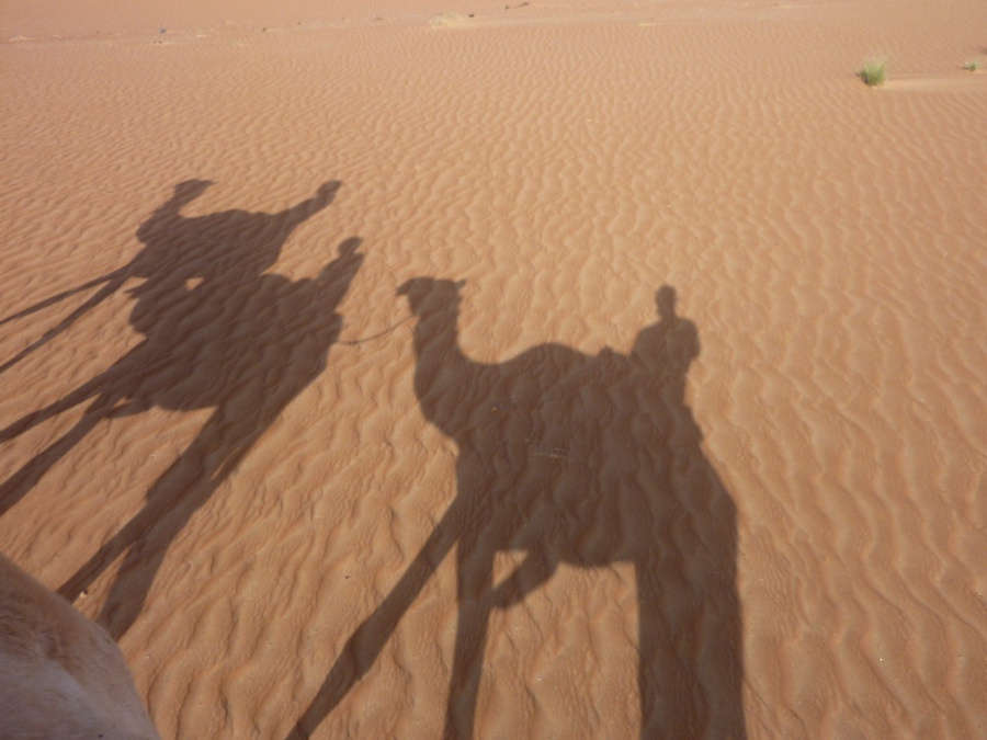 Lisa und Marco beim Kamelreiten in der Wahiba Sands Oman