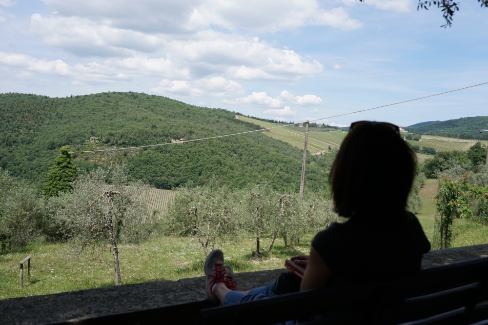 Pause auf unserer Wanderung von Gaiole durch das Chianti in der Toskana