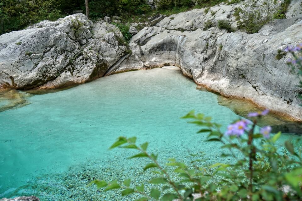 Badestelle im Soca Tal bei Bovec
