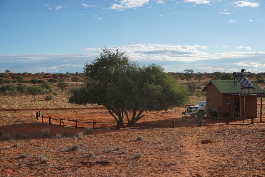 Campsite auf der Bagatelle Kalahari Ranch
