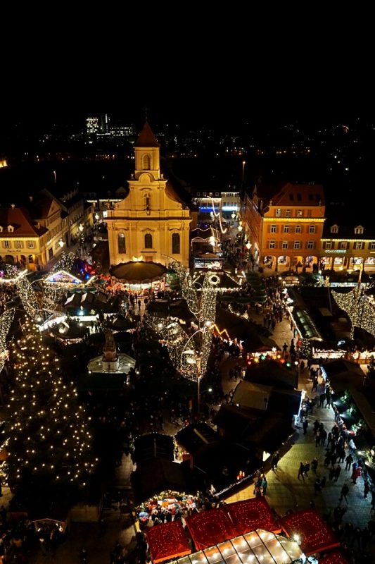 Blick von oben auf den Weihnachtsmarkt Ludwigsburg